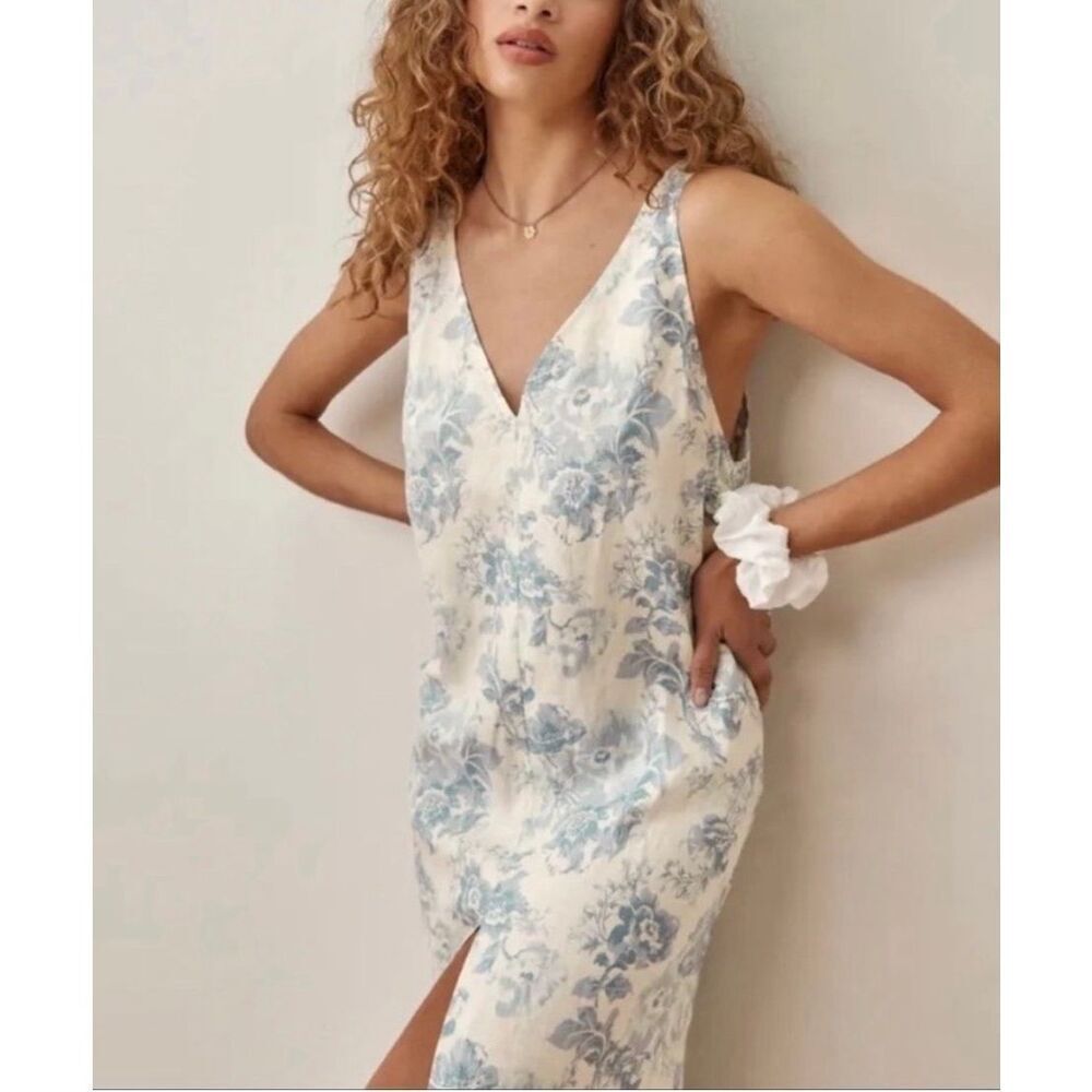 Reformation Monique Linen Dress | Medium in the Teacup - Picture 3 of 9